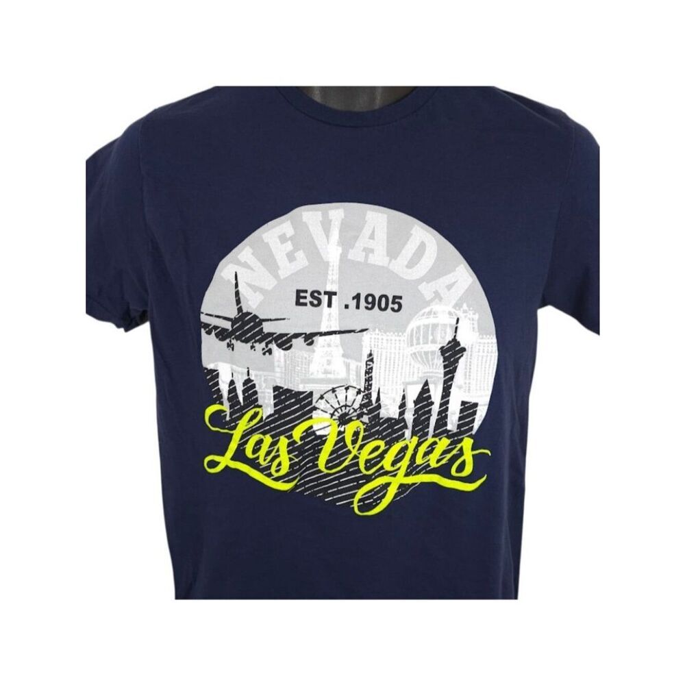 Las Vegas T Shirt Mens Size Small Blue Strip Skyline Travel Destination Tee